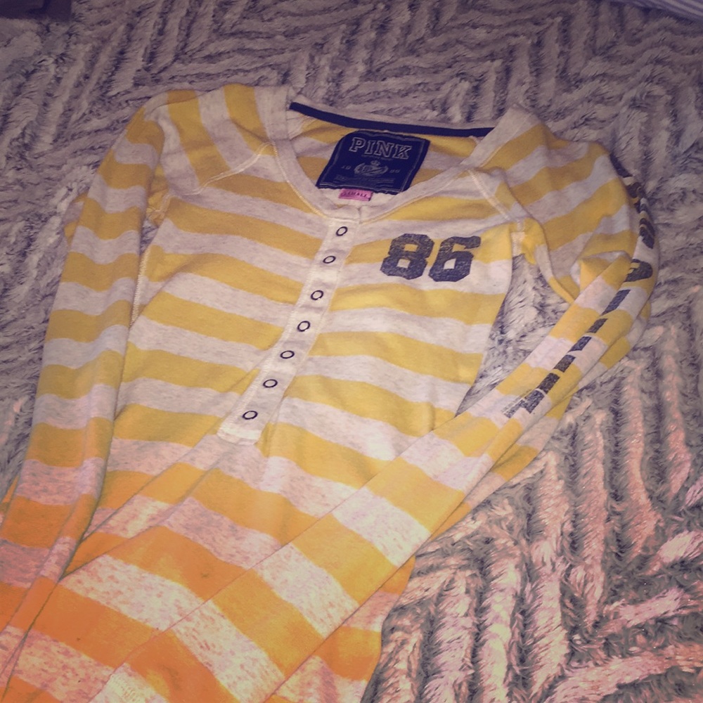 Pink long sleeve half button up shirt